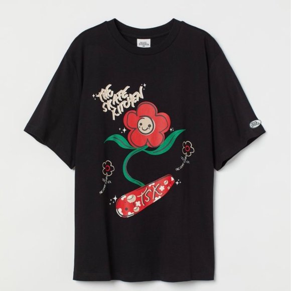 NO FEAR x HM Women's The Skate Kitchen Tee Limited Crew Neck Black NWT Size M - Picture 1 of 16